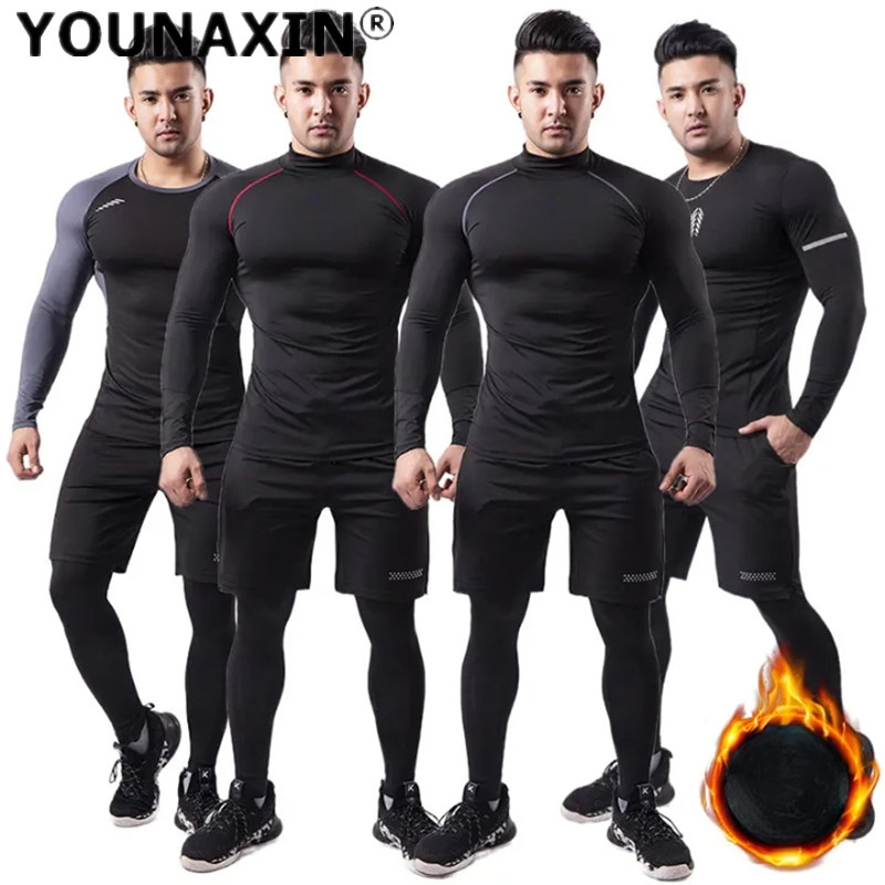3-piece Men Plush Warm Sports  - T Shirt Tight Fit review and price