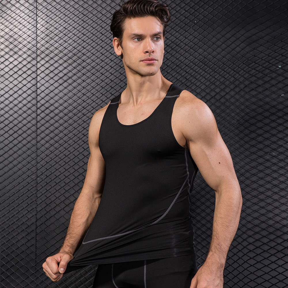 Men Black Sport Skinny Vest Ti - T Shirt Tight Fit review and price