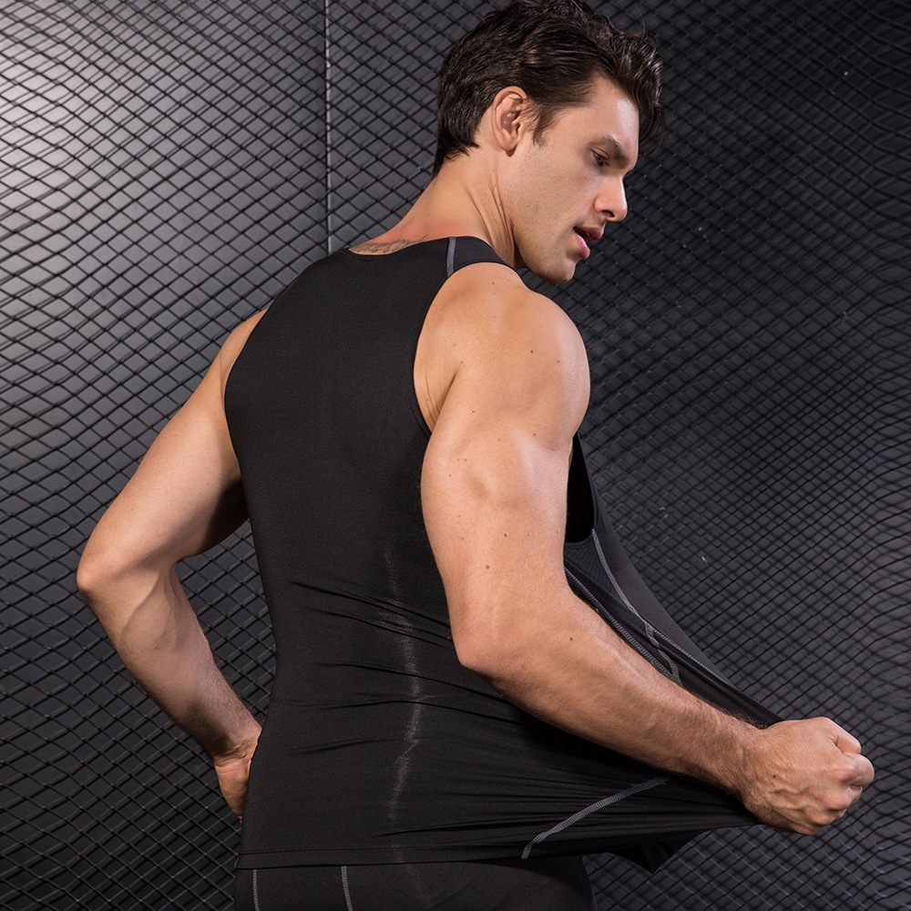 Men Black Sport Skinny Vest Ti - T Shirt Tight Fit review and price